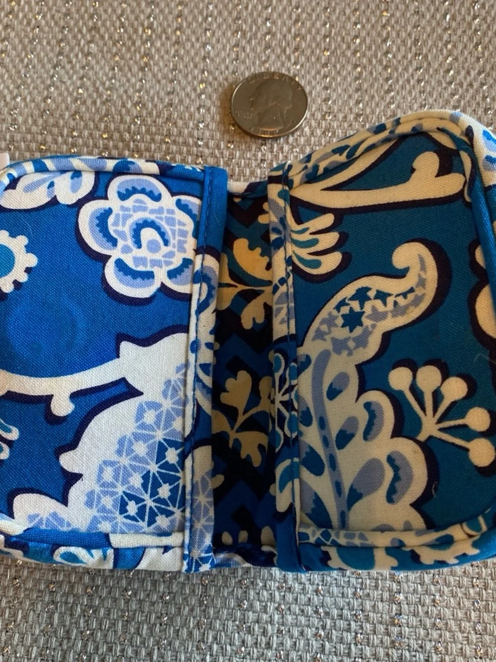 Vera Bradley Blue and Cream Floral Pattern Small Organizer